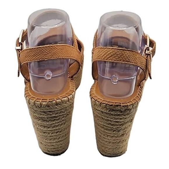 Excellent Franco Sarto Takara Tan Espadrille Wedge Platform Sandals Size 9M - Picture 3 of 5